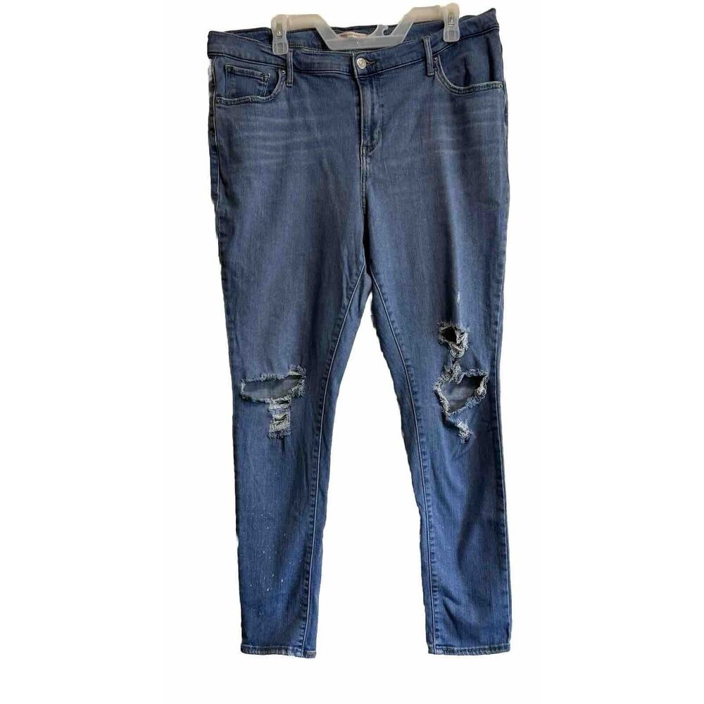 Levi's' Demi Curve 721 High Rise Skinny Blue Distressed Women Plus Size 16 W
